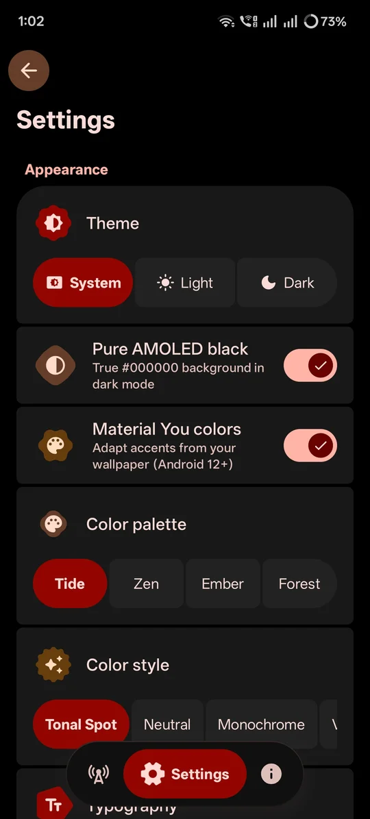 Switcher 5G settings screen