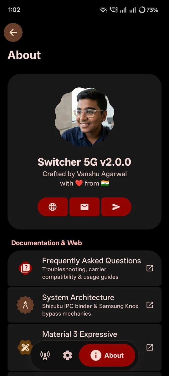 Switcher 5G setup screen
